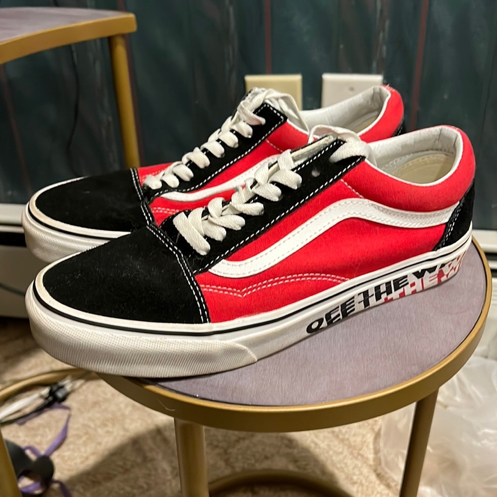Red off the wall Vans
